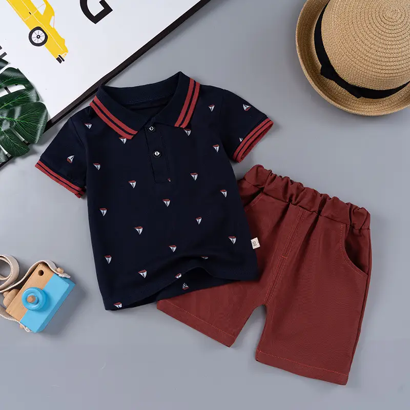 Boys Polo Short Suit Kids Summer Two Piece Set - Image 2