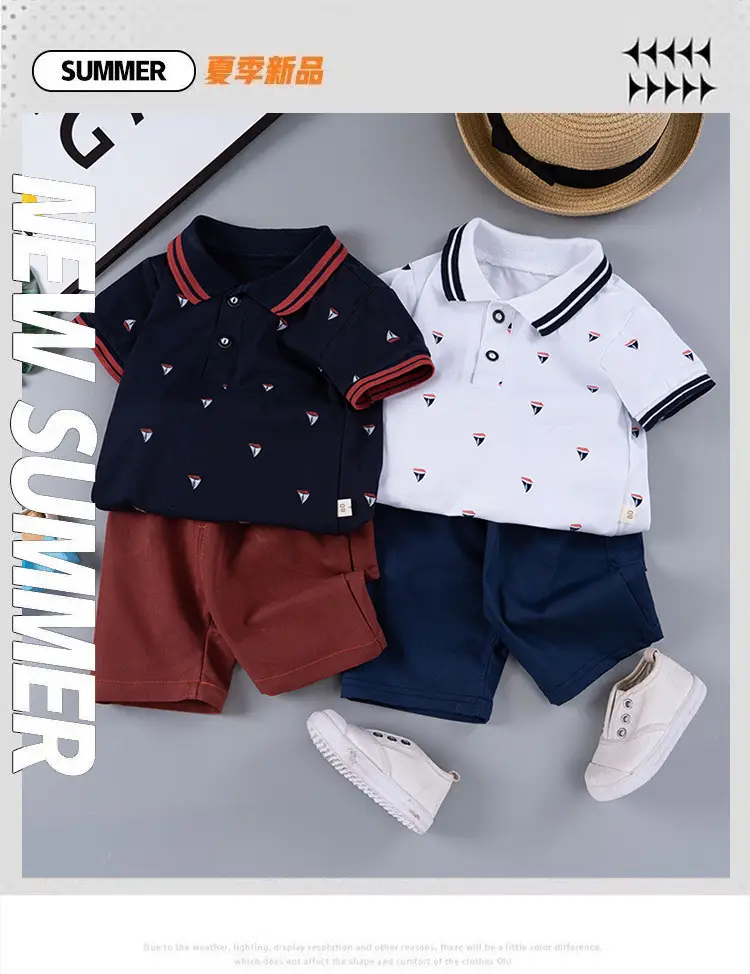 Boys Polo Short Suit Kids Summer Two Piece Set — feature 1