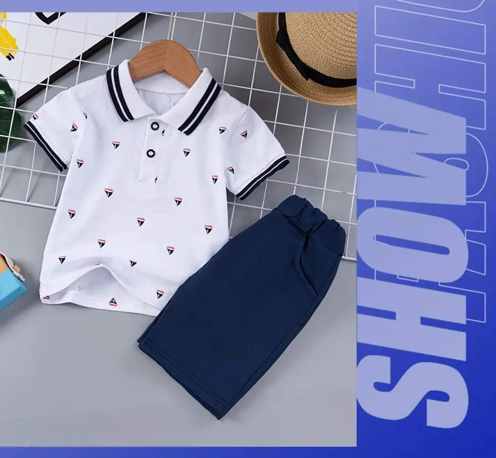 Boys Polo Short Suit Kids Summer Two Piece Set — feature 5