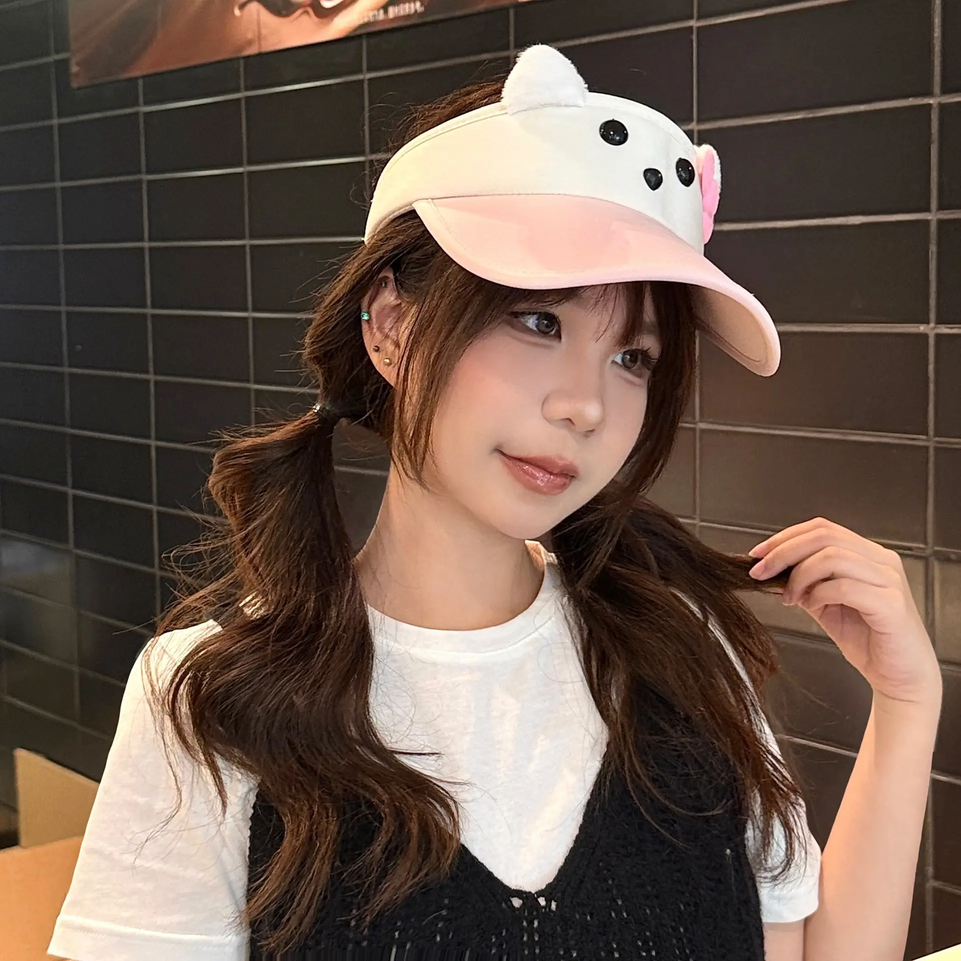 Cute Cartoon Sun Hat for Girls Light Blue Peaked Cap — feature 18