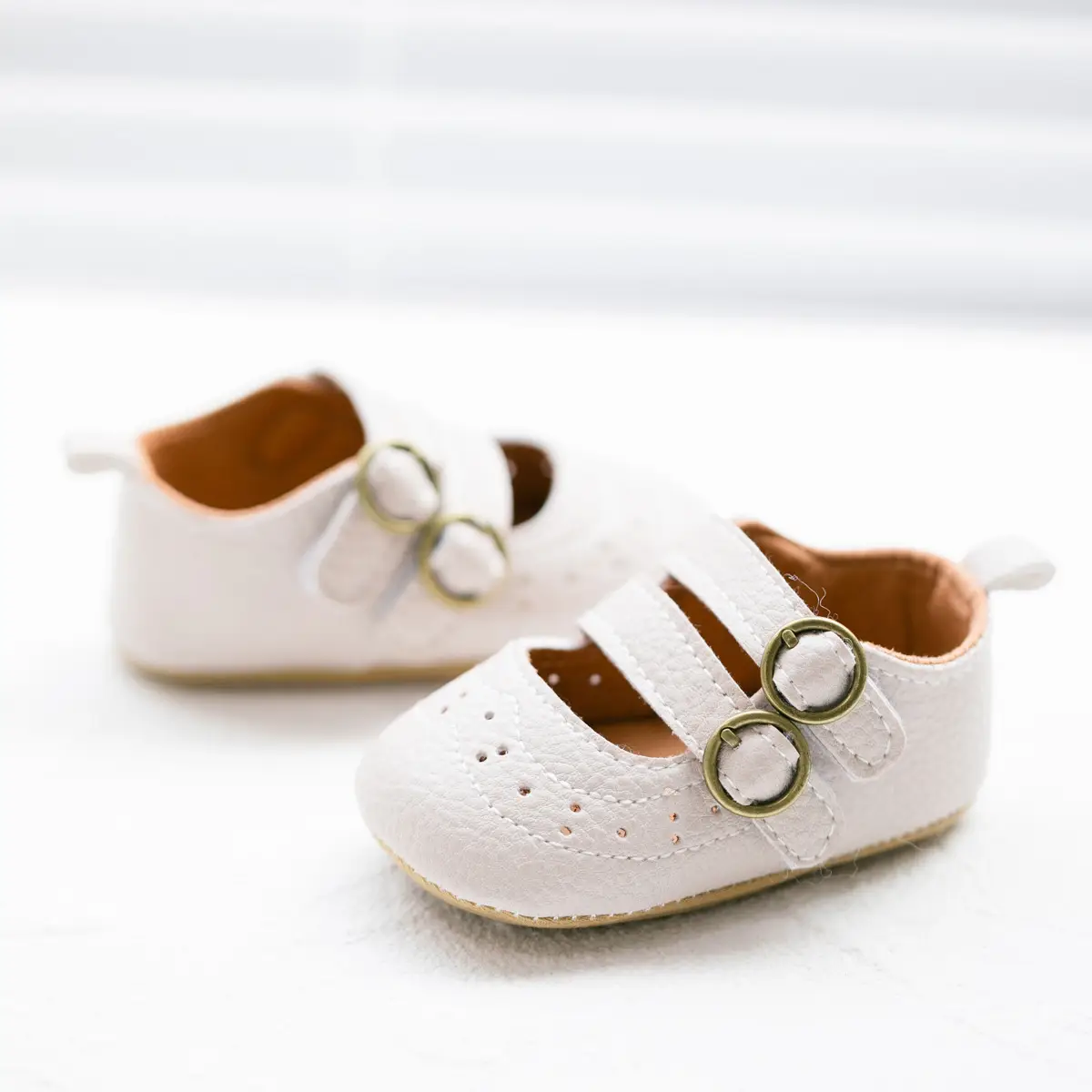 White PU Rubber Baby Shoes for Toddler Girls — feature 15