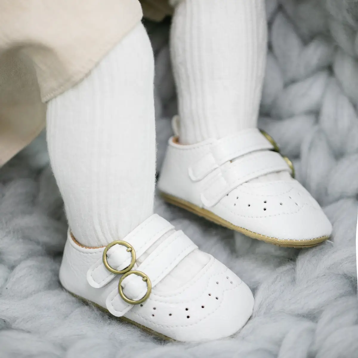 White PU Rubber Baby Shoes for Toddler Girls — feature 6