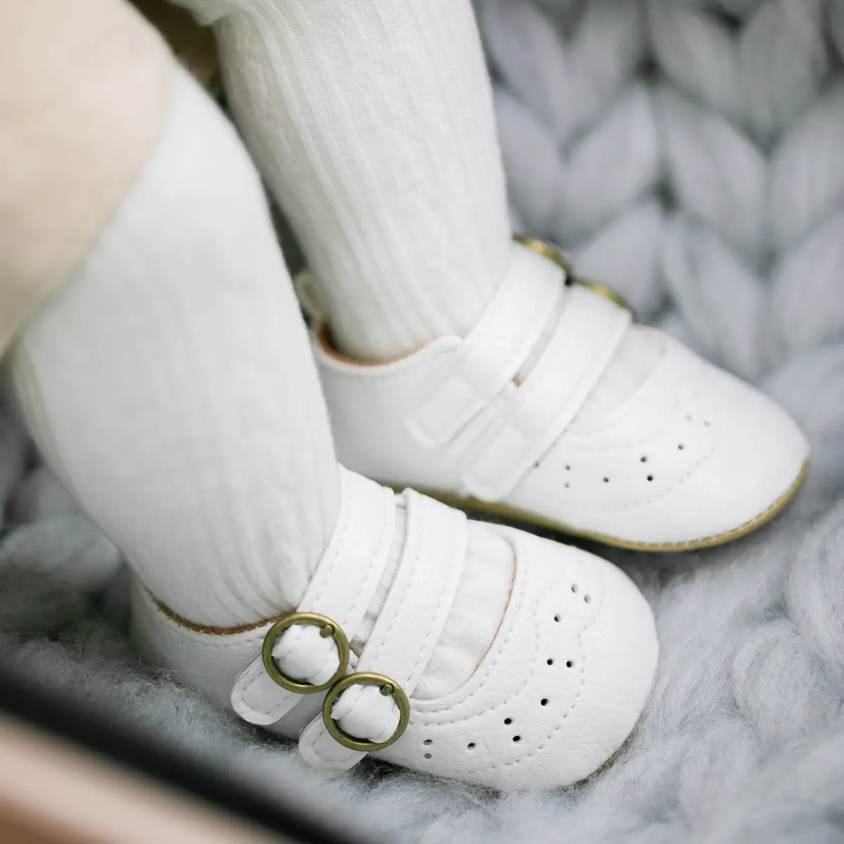 White PU Rubber Baby Shoes for Toddler Girls — feature 7