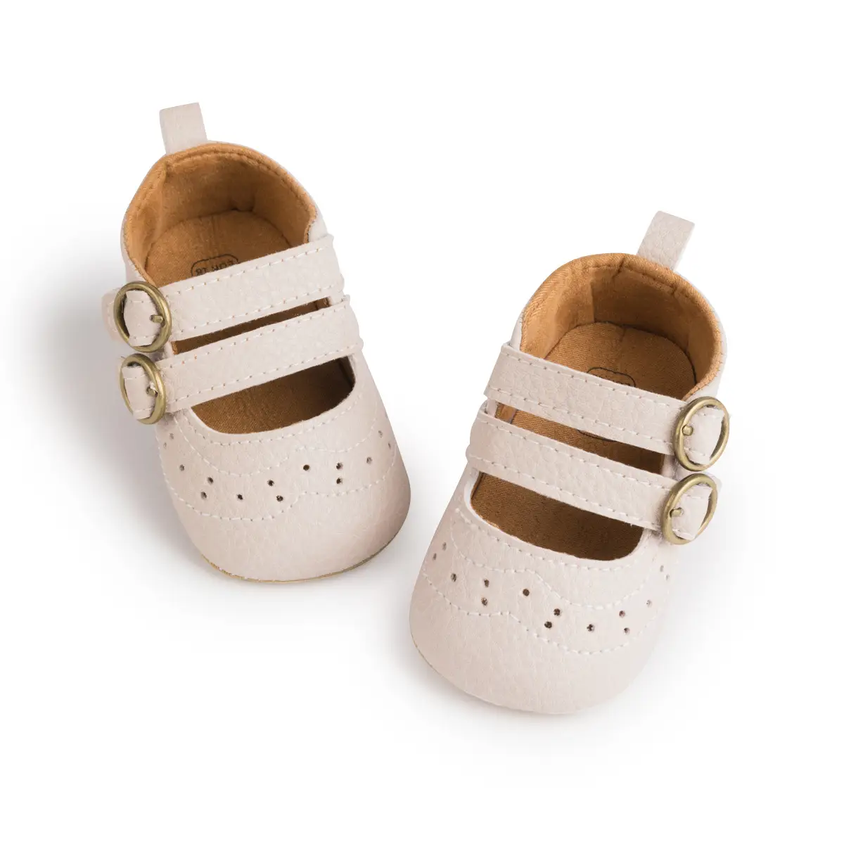 White PU Rubber Baby Shoes for Toddler Girls
