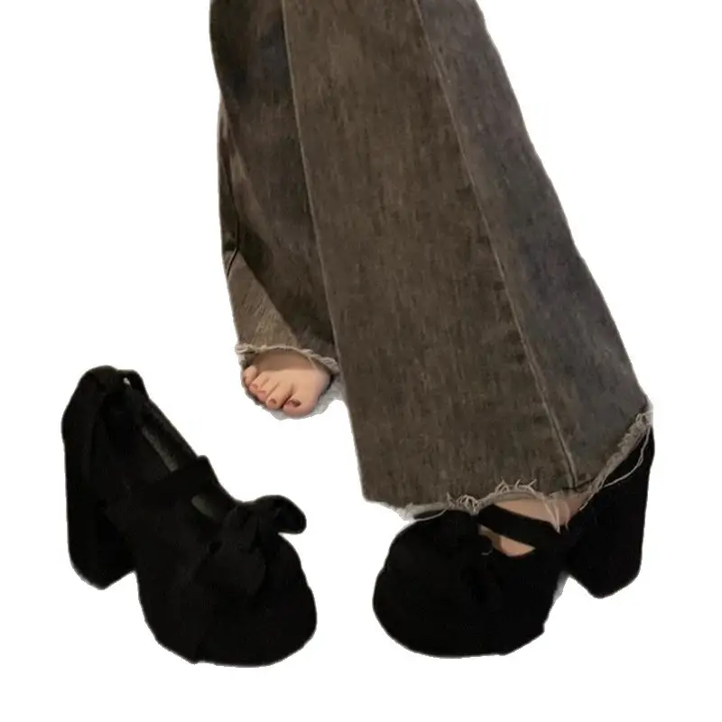 Popular Bow Thick Heel Mary Jane Shoes for Women 2024 Summer New Style Gentle Thick Sole with Skirt High Heels - Image 7