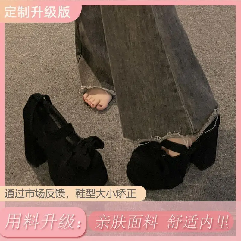 Popular Bow Thick Heel Mary Jane Shoes for Women 2024 Summer New Style Gentle Thick Sole with Skirt High Heels — feature 17