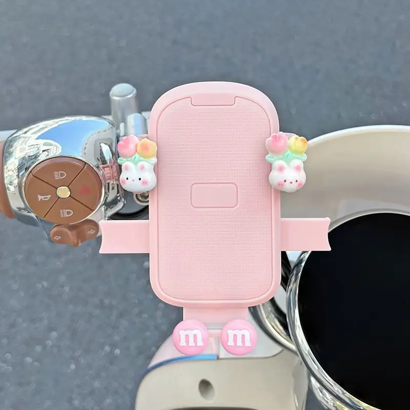 Electric Bike Mobile Phone Holder Pink & Green with Cute Bear Design