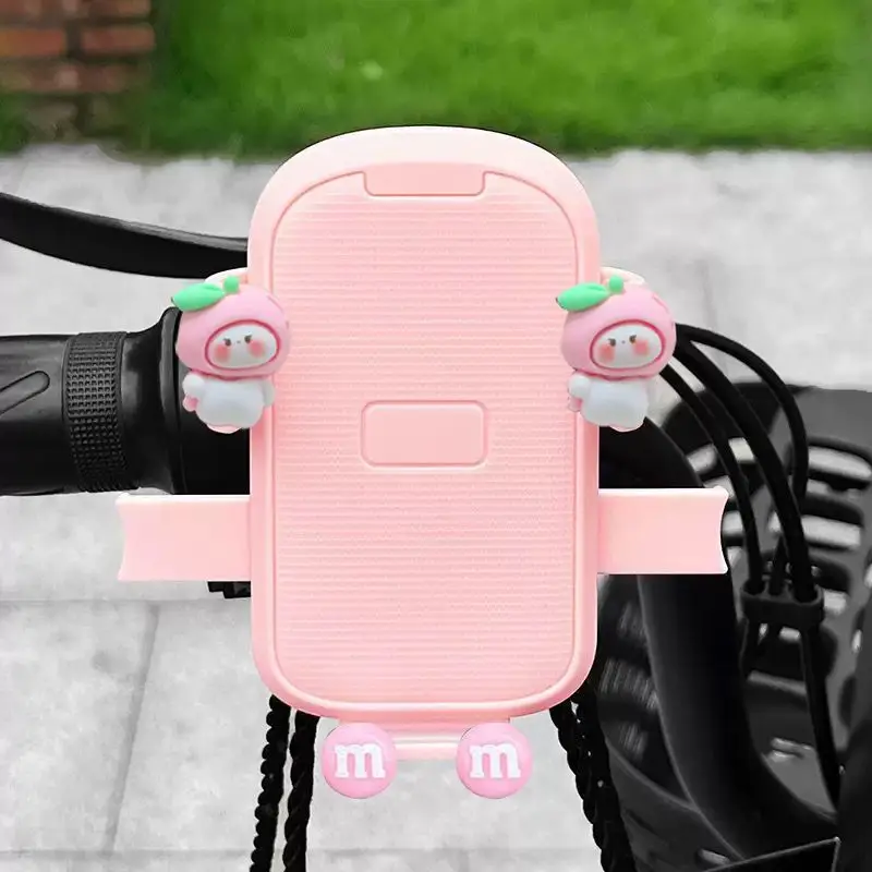 Electric Bike Mobile Phone Holder Pink & Green with Cute Bear Design