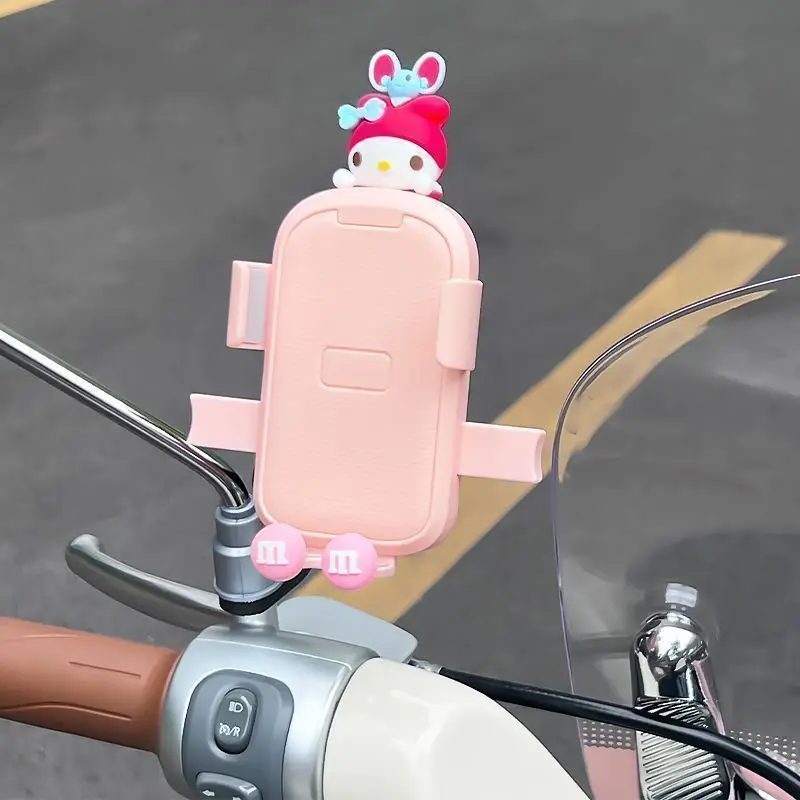 Electric Bike Mobile Phone Holder Pink & Green with Cute Bear Design