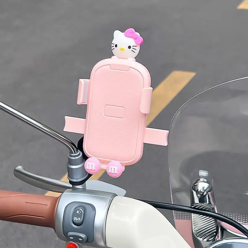 Electric Bike Mobile Phone Holder Pink & Green with Cute Bear Design
