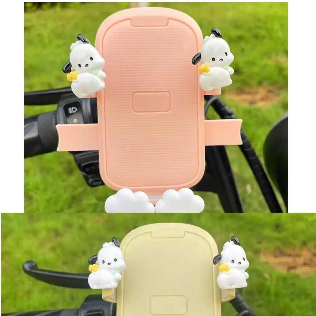 Electric Bike Mobile Phone Holder Pink & Green with Cute Bear Design