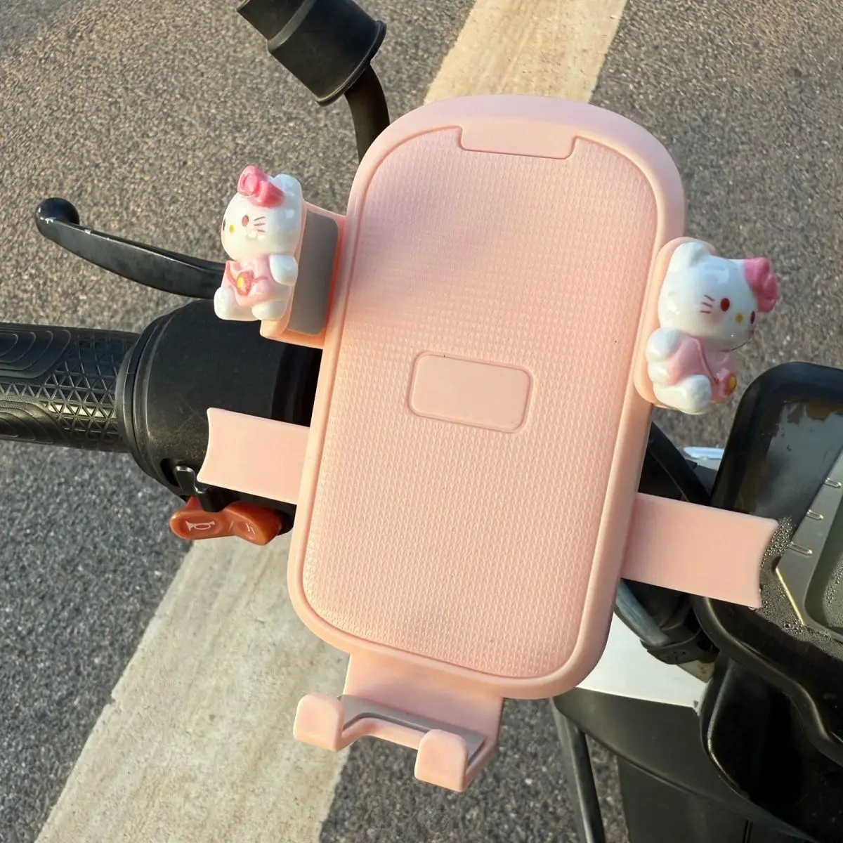 Electric Bike Mobile Phone Holder Pink & Green with Cute Bear Design