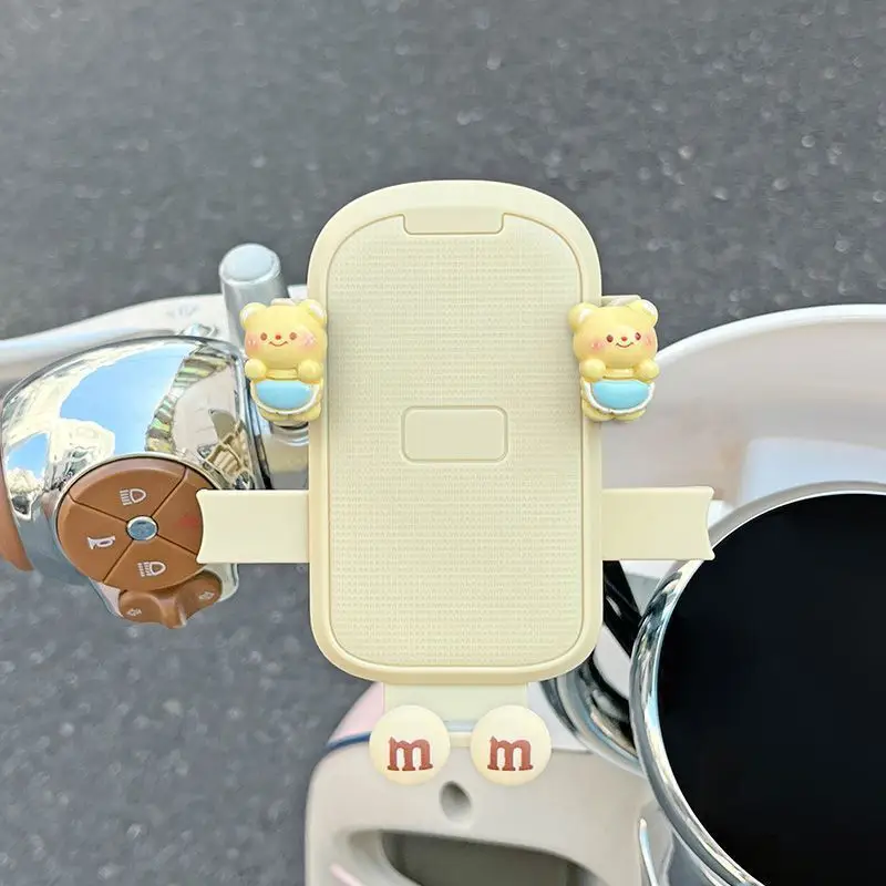 Electric Bike Mobile Phone Holder Pink & Green with Cute Bear Design