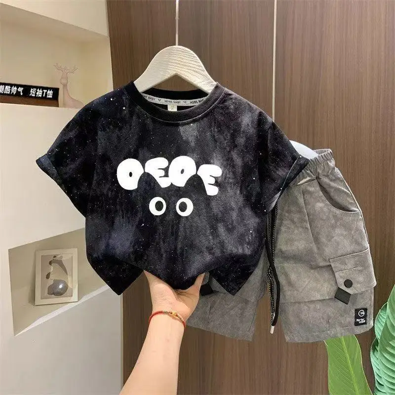 Boys Black Fleece Graphic T-Shirt Medium Large Summer 2025 - Image 5
