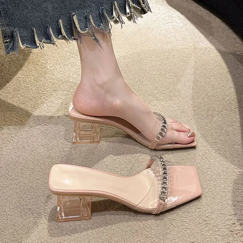 2025 Rhinestone High-Heel Transparent Slippers for Women - Image 5