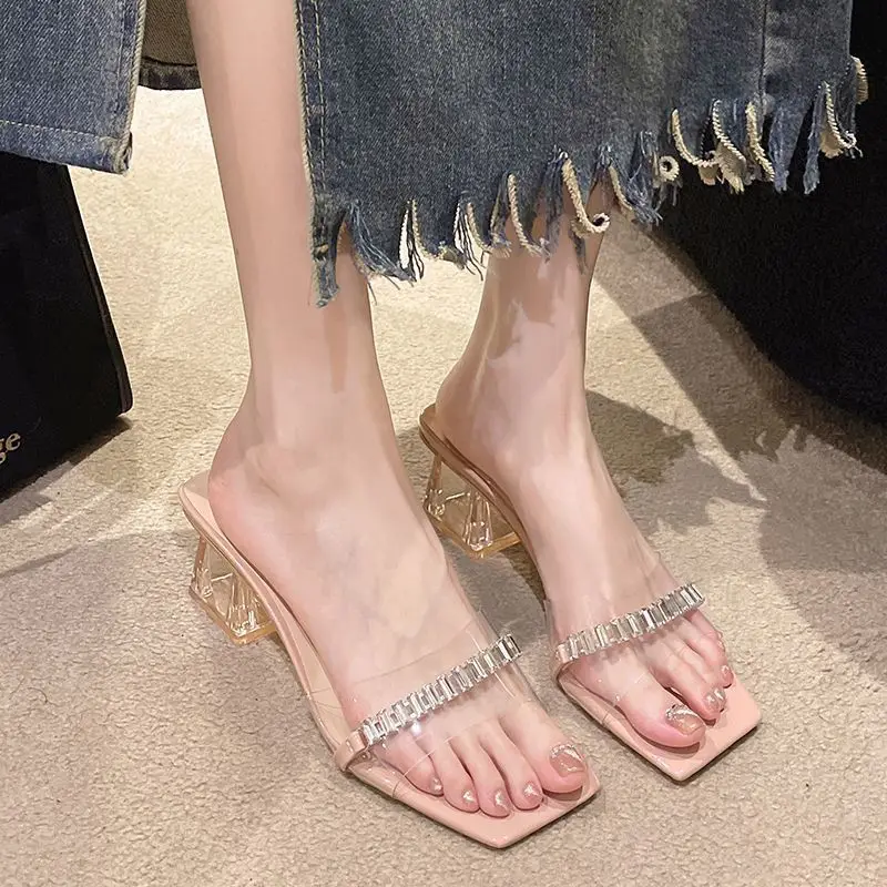 2025 Rhinestone High-Heel Transparent Slippers for Women - Image 6