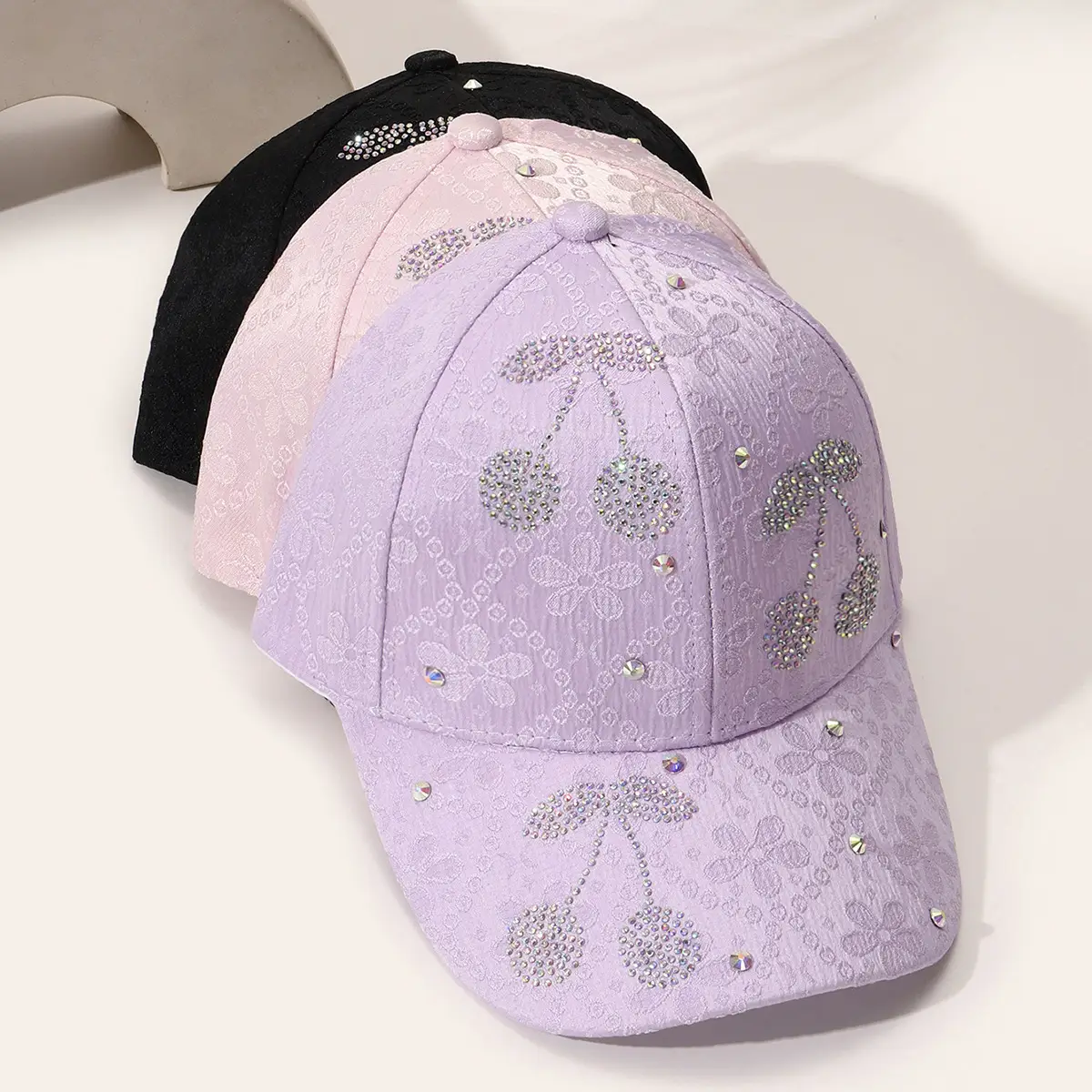 Black Lace Diamond Butterfly Cap for Women