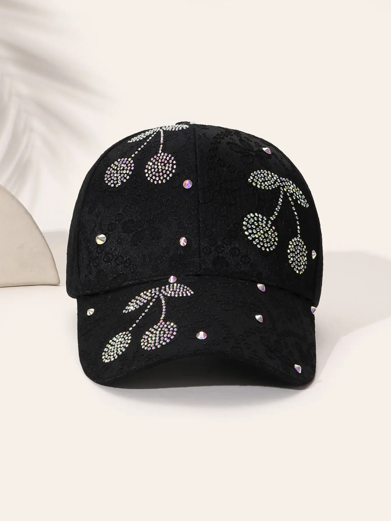 Black Lace Diamond Butterfly Cap for Women