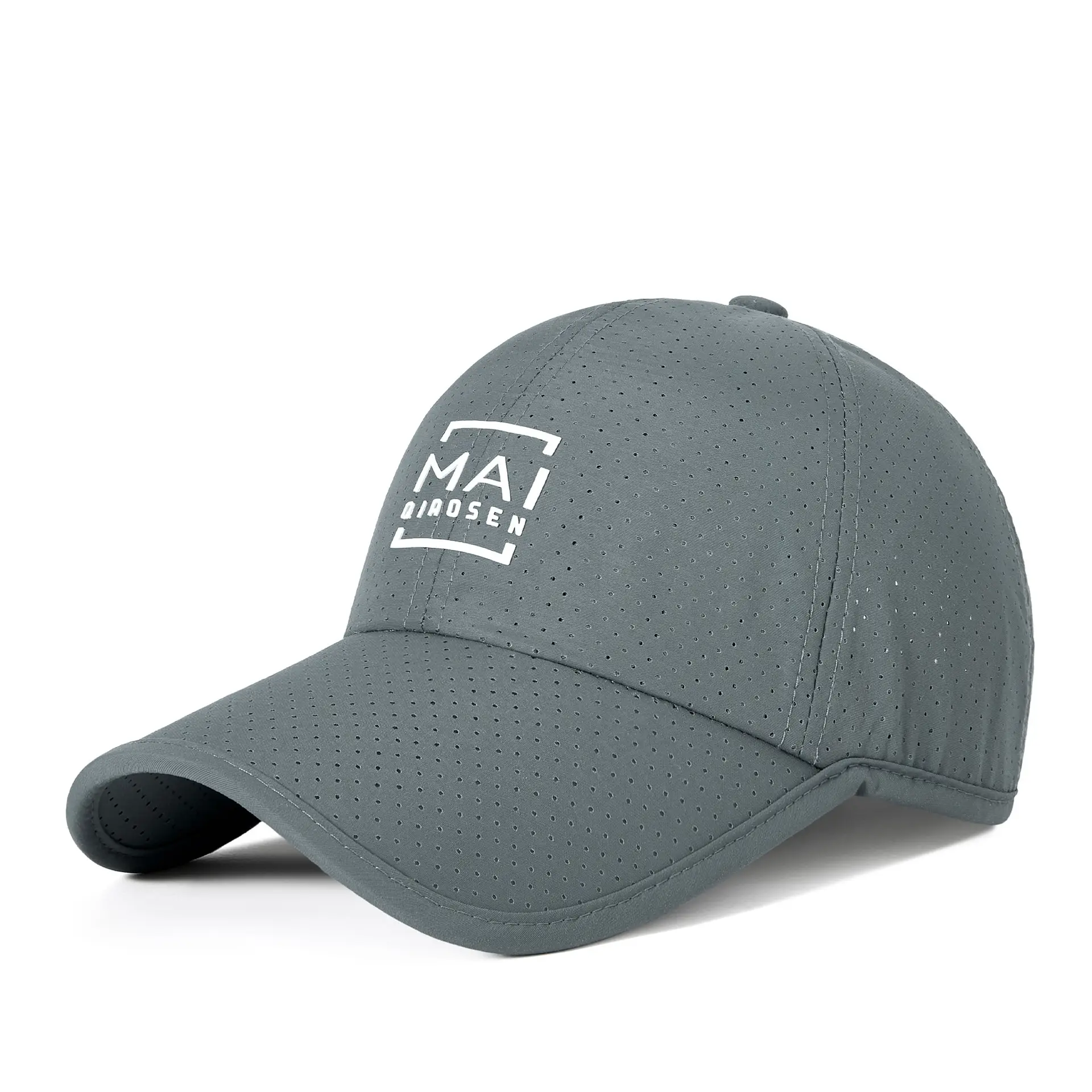 Men Casual Mesh Sun Hat Grey Peaked Cap