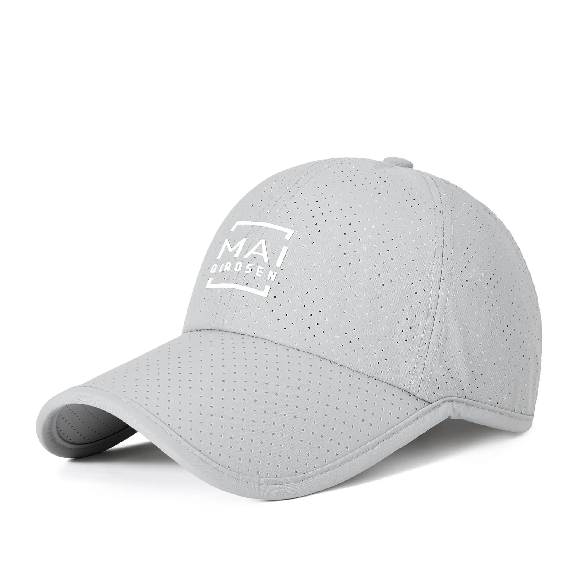 Men Casual Mesh Sun Hat Grey Peaked Cap