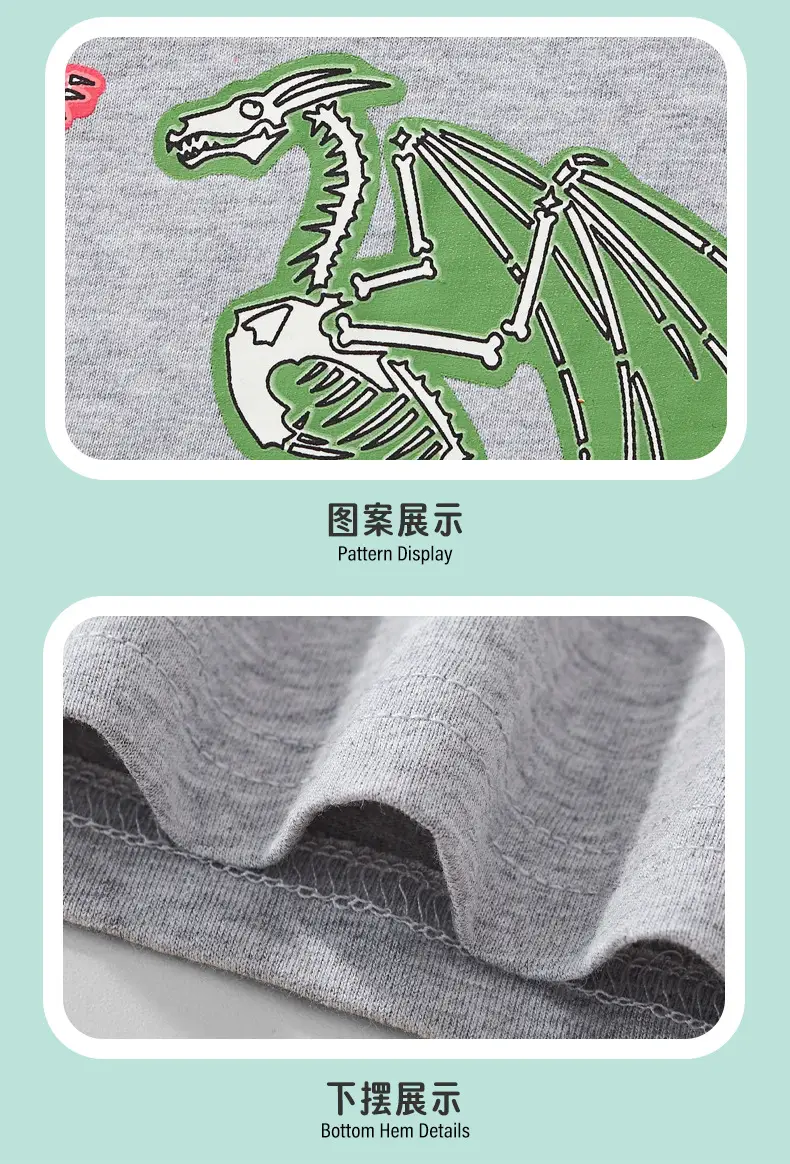 Boys Cartoon Dragon T-Shirt Grey 2025 Summer — feature 8