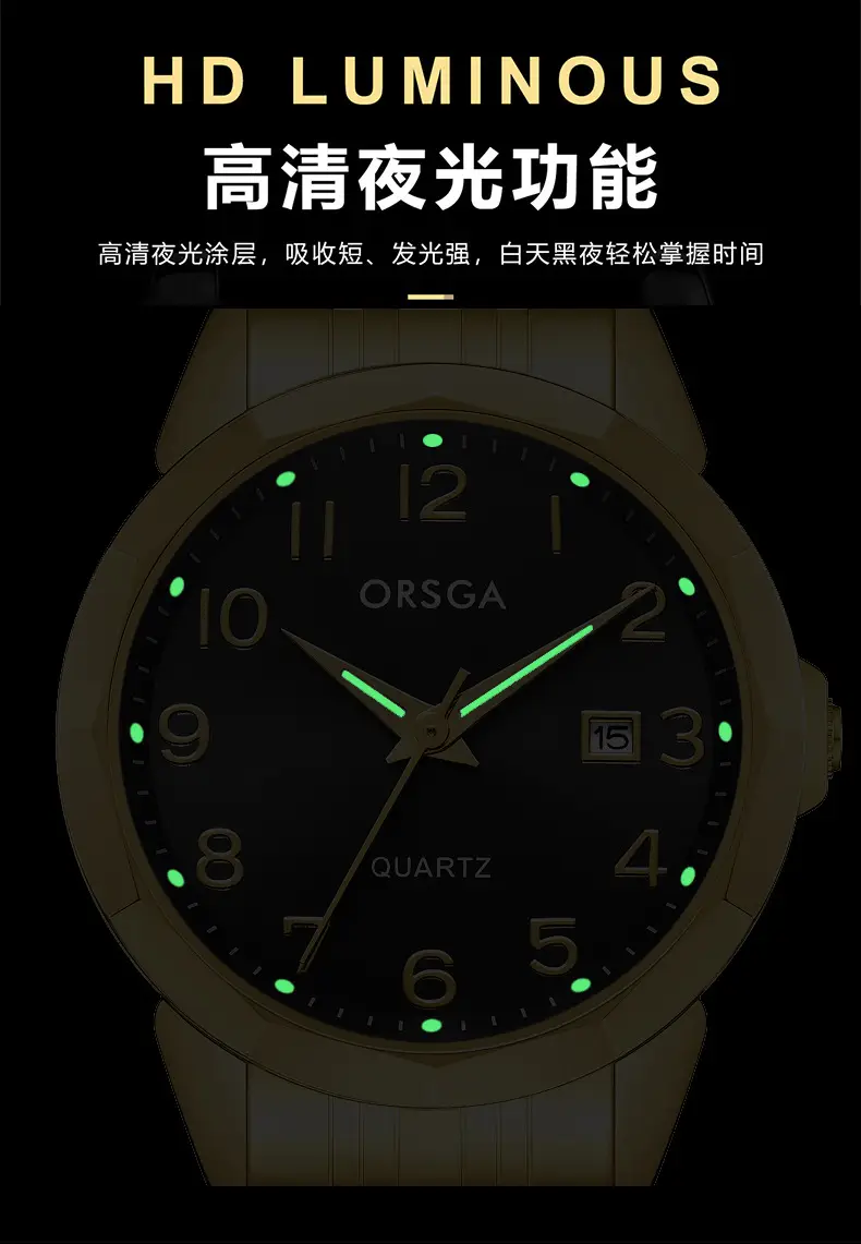 Orsga Black Leather Quartz Watch for Men — feature 8