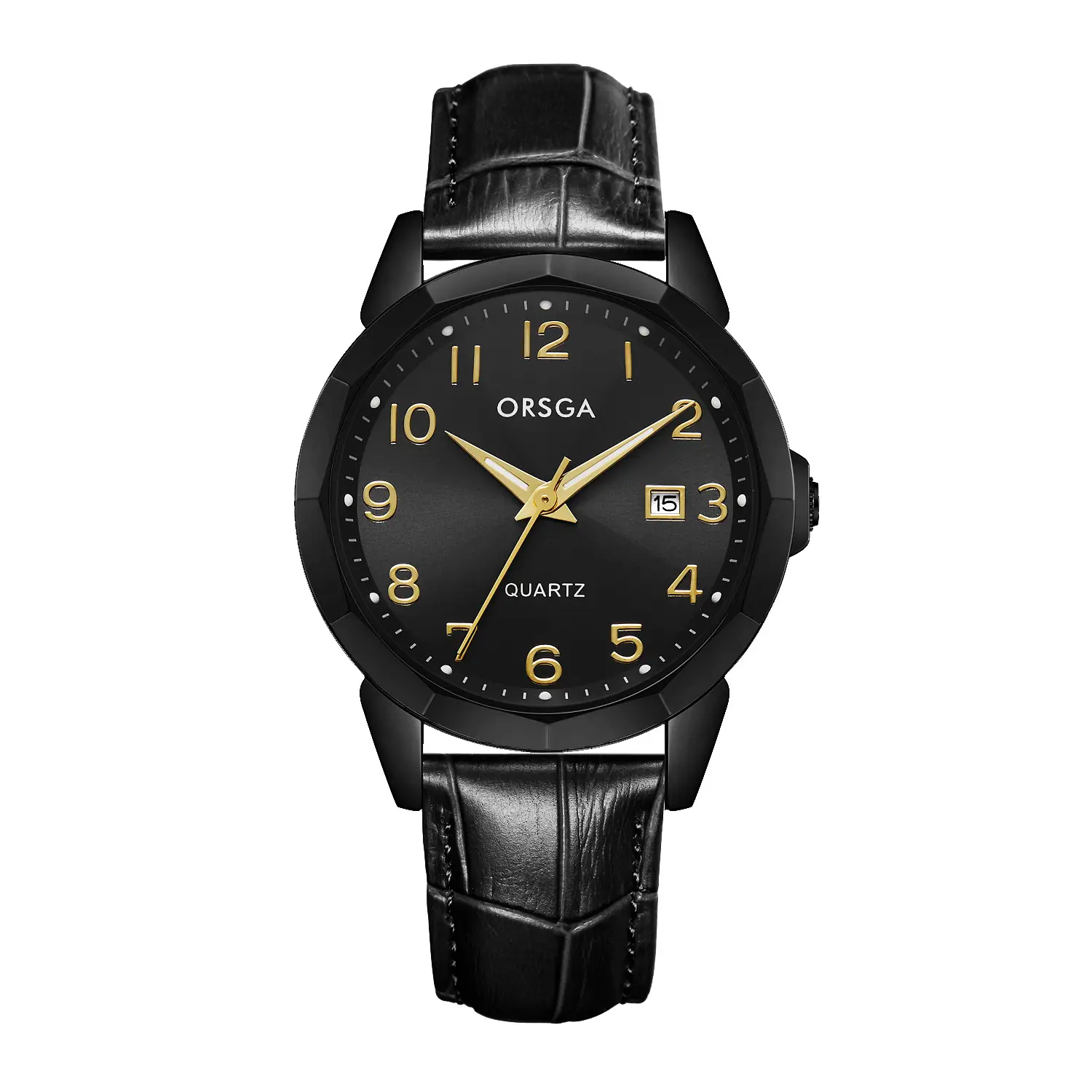 Orsga Black Leather Quartz Watch for Men - Image 13
