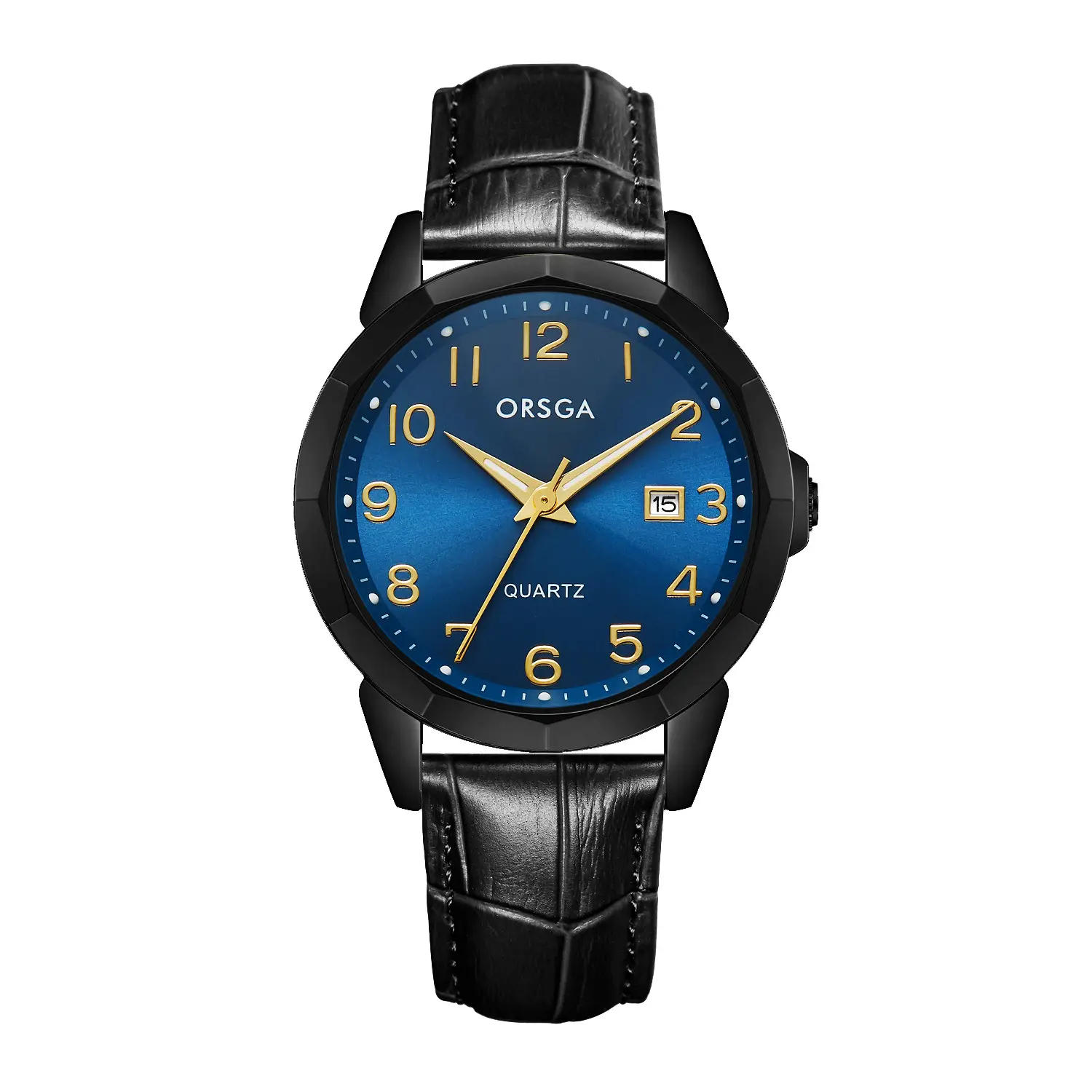 Orsga Black Leather Quartz Watch for Men - Image 14