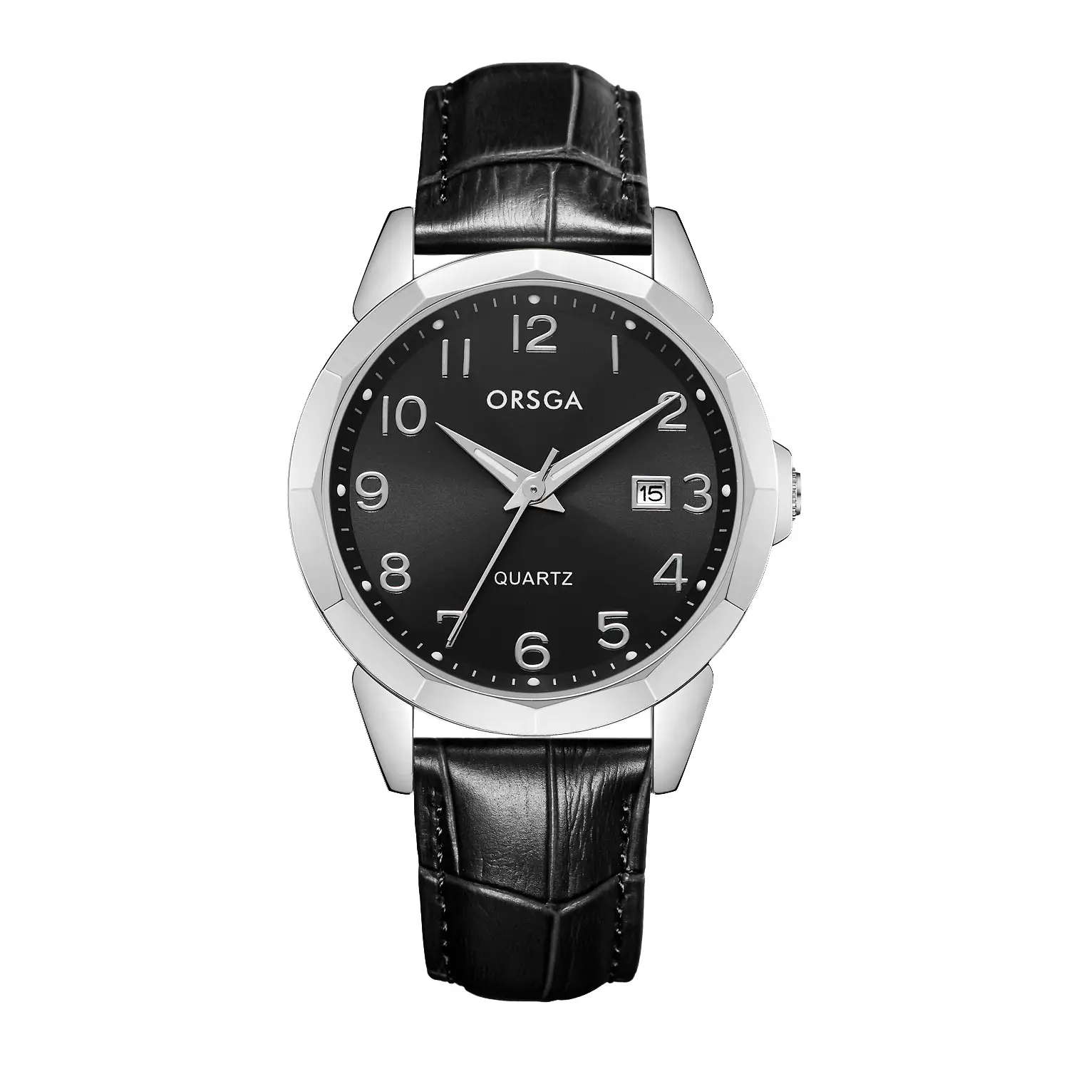 Orsga Black Leather Quartz Watch for Men - Image 15