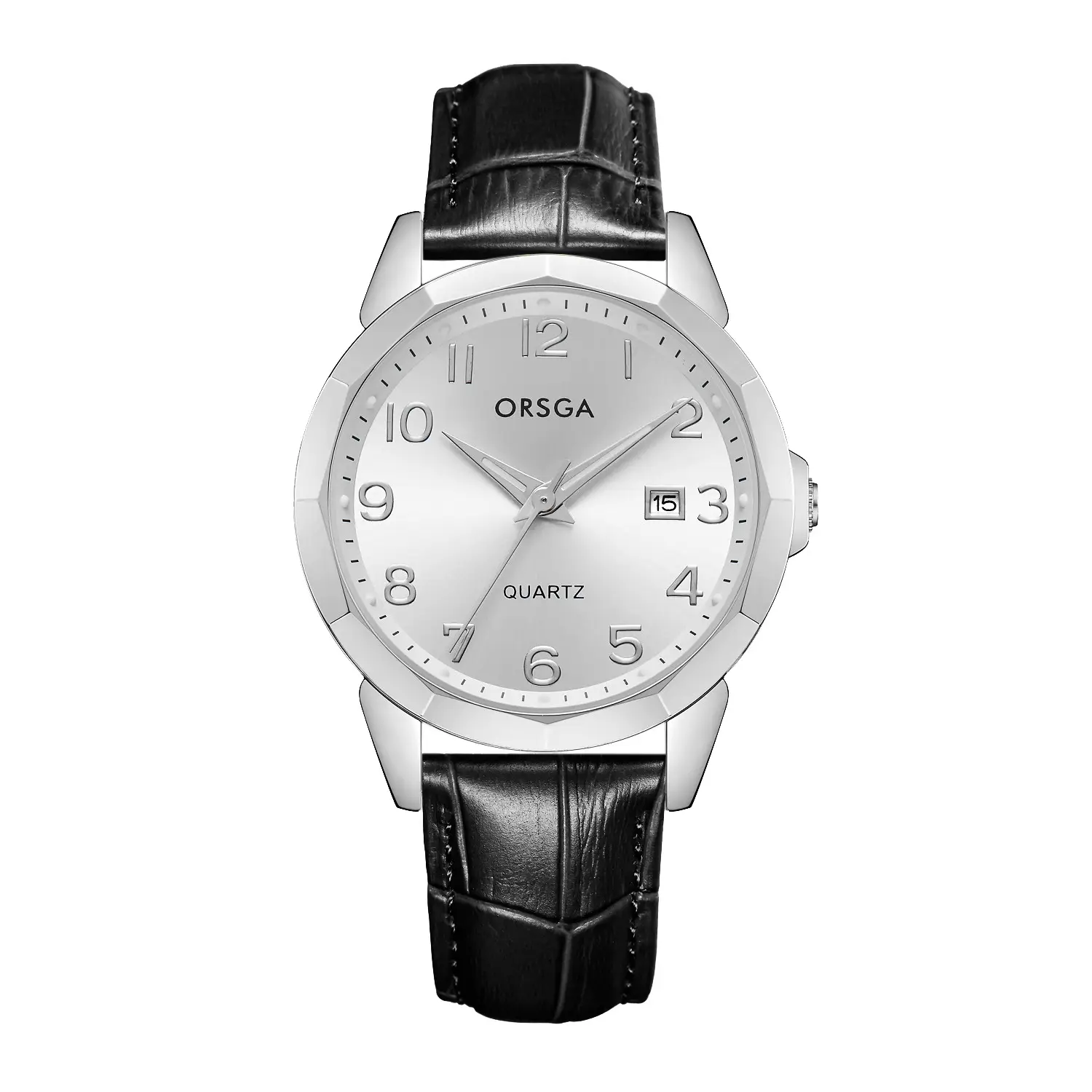 Orsga Black Leather Quartz Watch for Men - Image 17