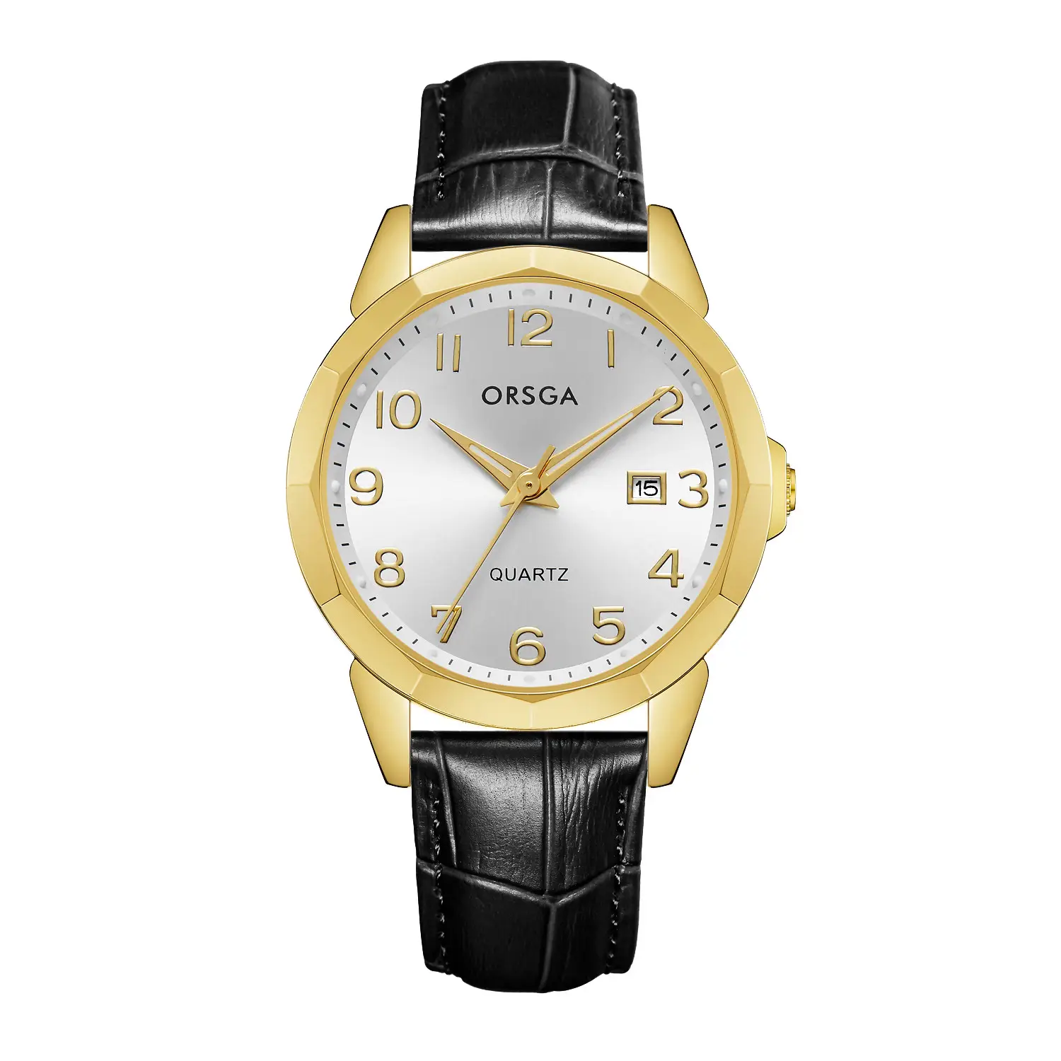 Orsga Black Leather Quartz Watch for Men - Image 24