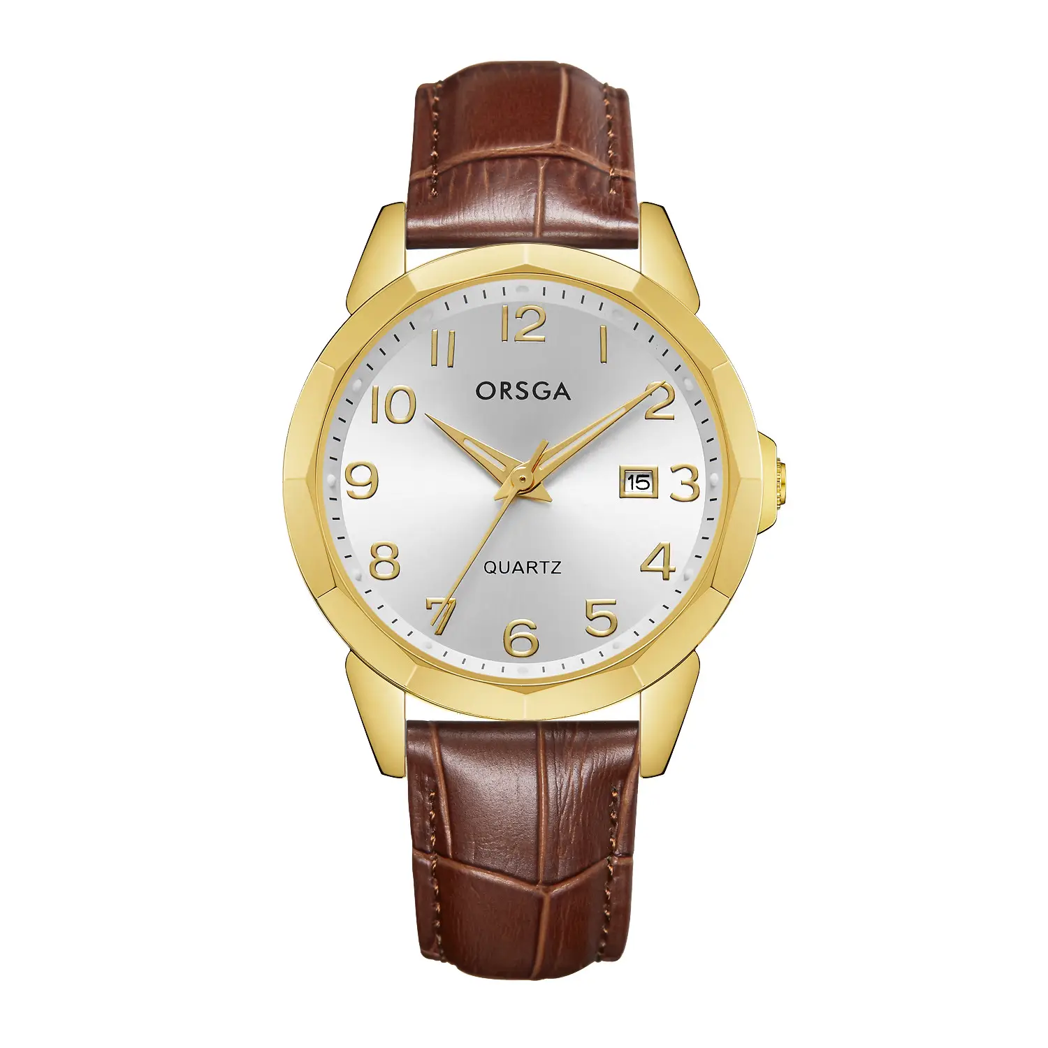 Orsga Black Leather Quartz Watch for Men - Image 25