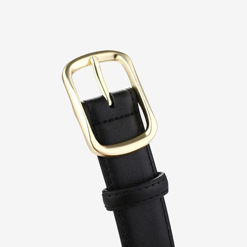 Women's Genuine Leather Retro Belt Tan with Gold Buckle - Image 9