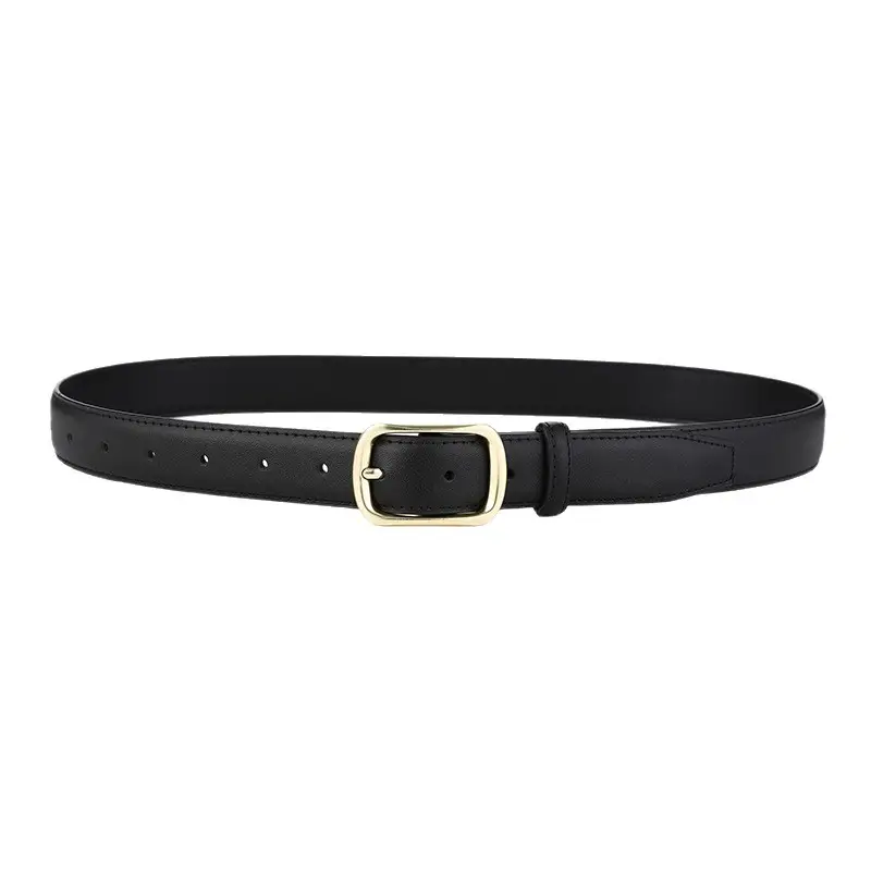 Women's Genuine Leather Retro Belt Tan with Gold Buckle - Image 11