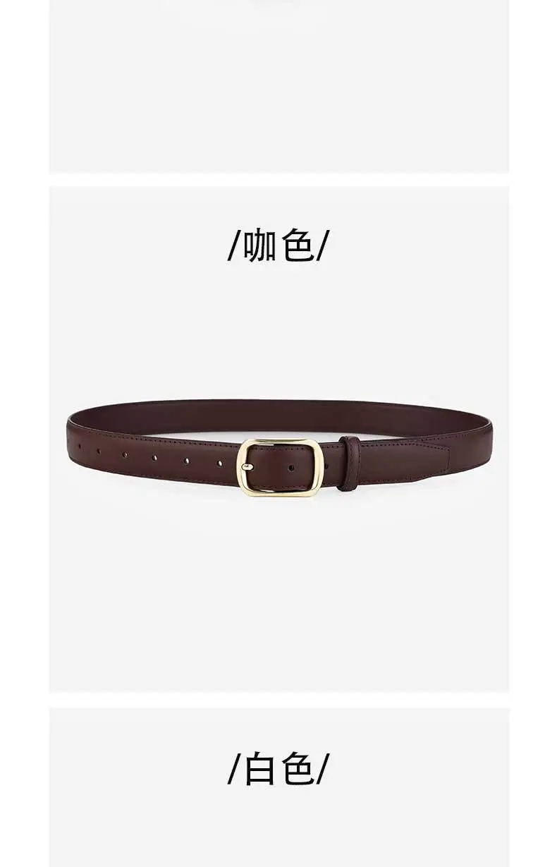 Women's Genuine Leather Retro Belt Tan with Gold Buckle — feature 11