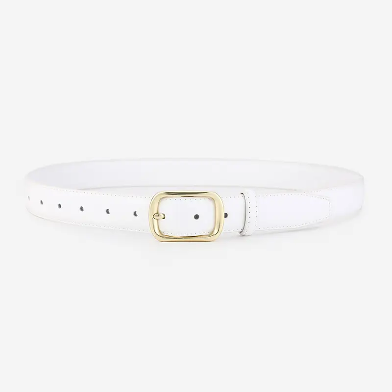 Women's Genuine Leather Retro Belt Tan with Gold Buckle - Image 6