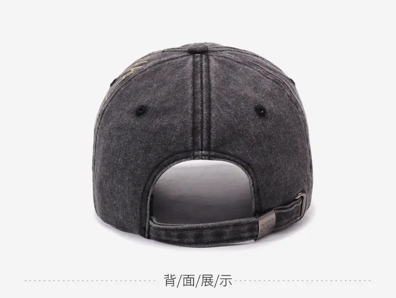 American Retro Washed Distressed Letter Graffiti Duckbill Cap Unisex Curved Brim Sun Hat Versatile Baseball Cap — feature 12