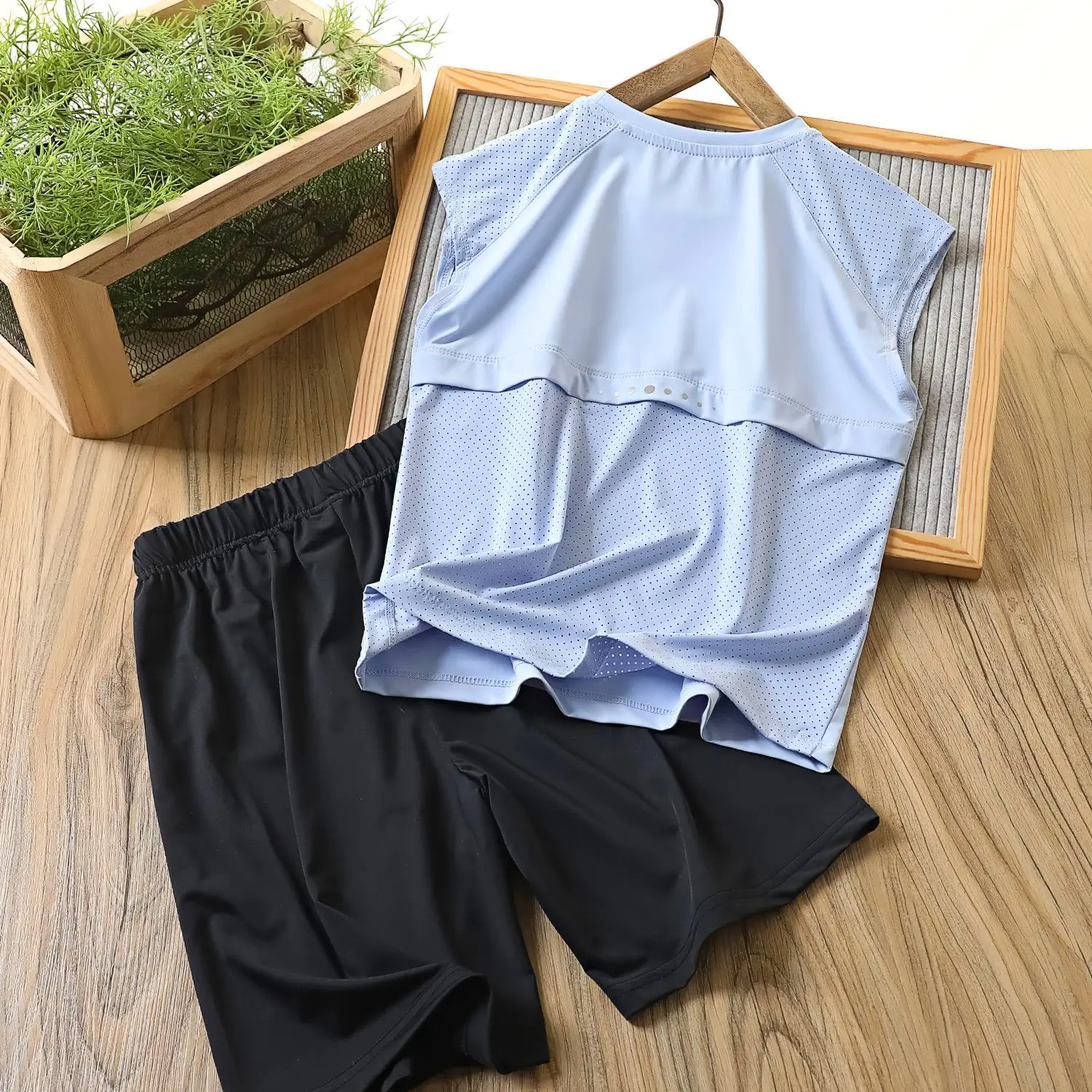 Children's Quick-Drying Suit White Black Vest Shorts â feature 17