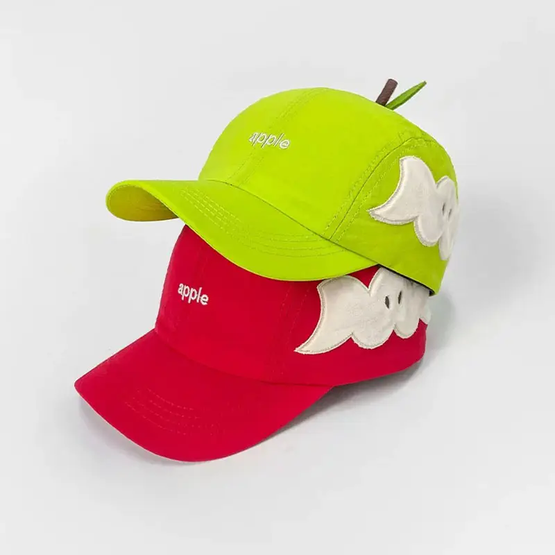 Red Mandarin Duck Apple Baseball Cap with Flower Design - Image 4