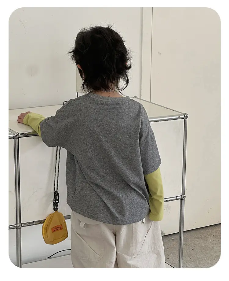 Ricevale & Omin Grey Letter Print Kids T-Shirt — feature 16