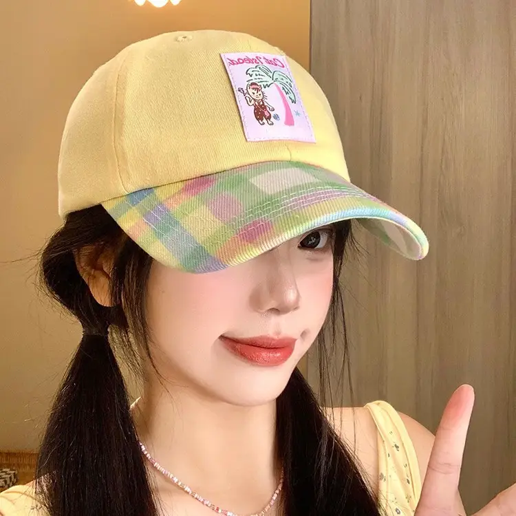 Korean Style Plaid Baseball Cap for Women - Image 6