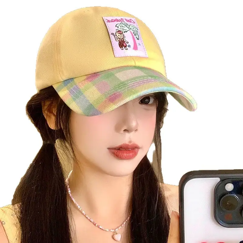 Korean Style Plaid Baseball Cap for Women - Image 8