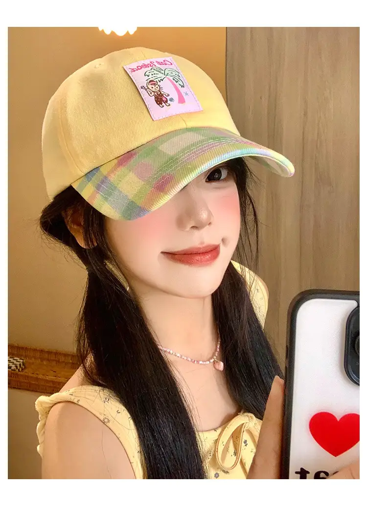 Korean Style Plaid Baseball Cap for Women — feature 8