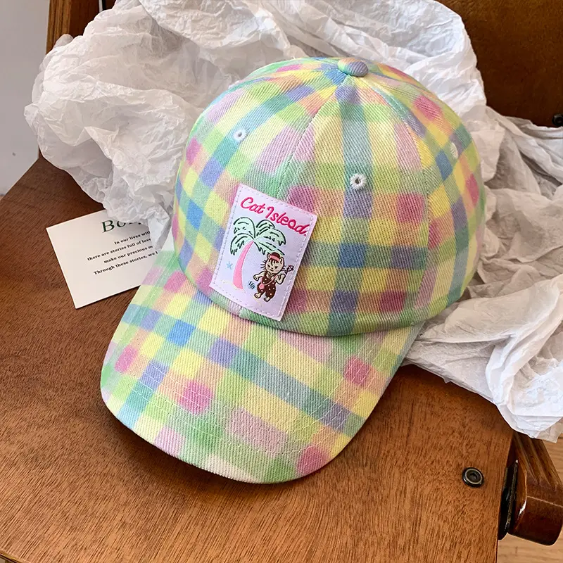 Korean Style Plaid Baseball Cap for Women - Image 3
