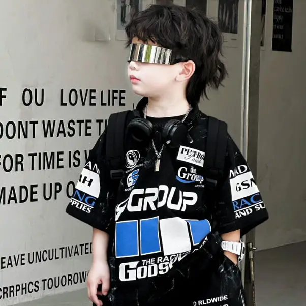 Boys Korean Style Cool Shorts Suit Five Point Two-Piece Set - Image 4