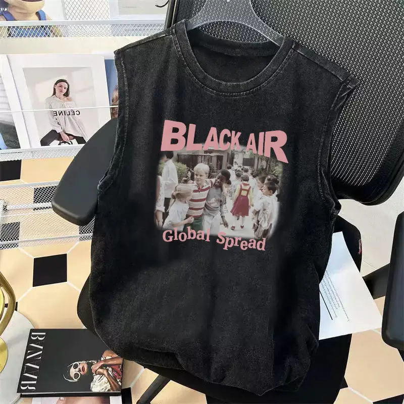 Boys Washed Vintage Vest Children Summer T-Shirt Pure Cotton Loose Sleeveless Cross Border Wholesale — feature 6