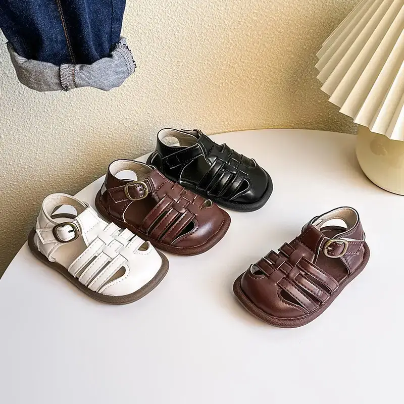 Black Adjustable Toddler Sandals for Small Feet - Image 7