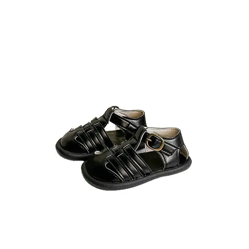 Black Adjustable Toddler Sandals for Small Feet - Image 8