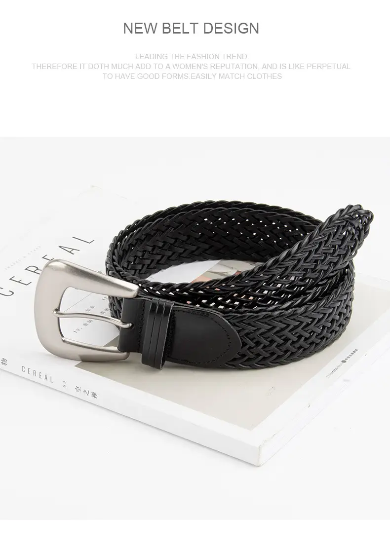 Black Cross-Border Women's Belt with Pin Buckle — feature 10