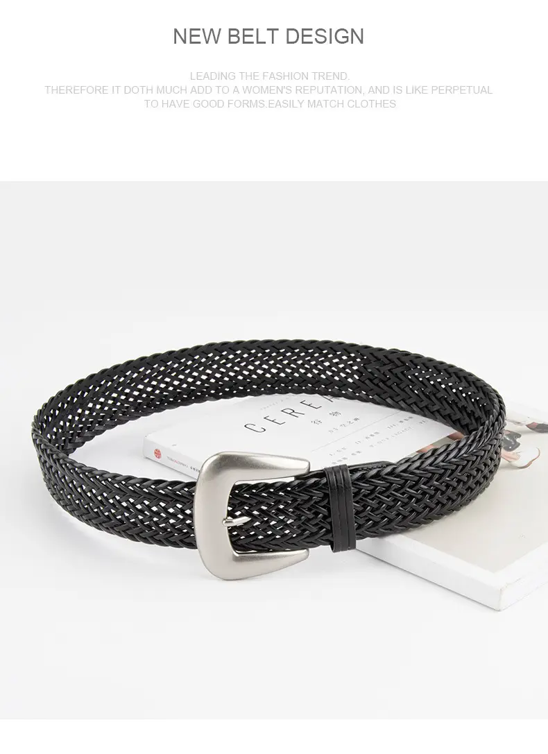 Black Cross-Border Women's Belt with Pin Buckle — feature 11